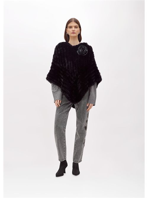 Poncho in faux fur con spilla BLUGIRL BLUMARINE | PF5001T0300/22222